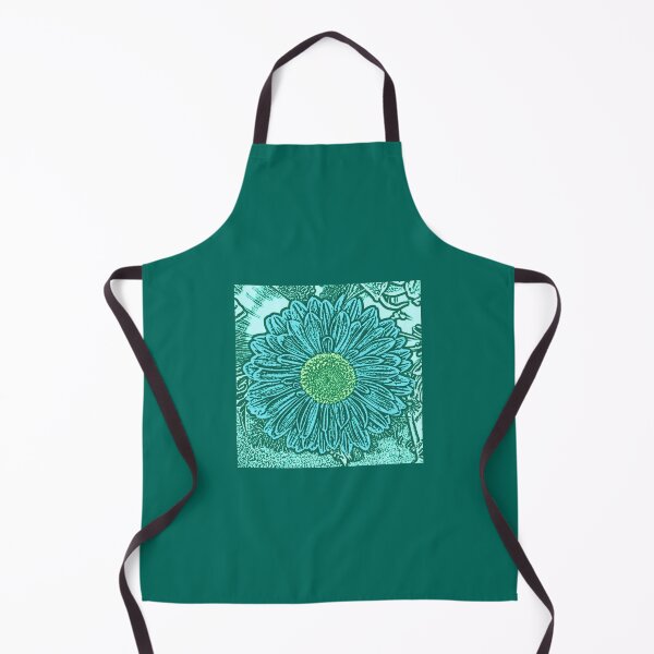 Item preview, Gerbera Daisy Block Print,Turquoise and Aqua designed and sold by Marymarice.