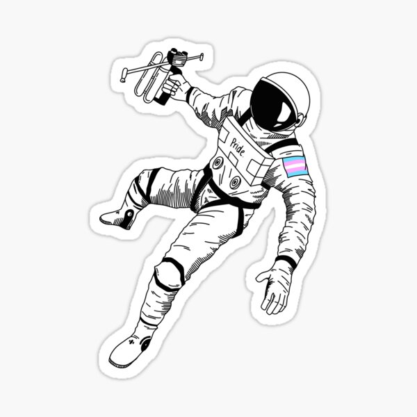 4x Rectangle Stickers - BW - Space Station Astronaut NASA Rocket