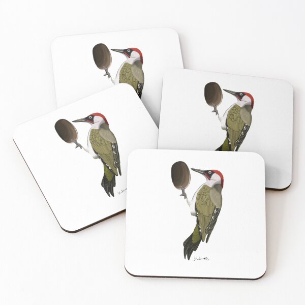 Item preview, Green woodpecker garden bird green bird drawing illustration designed and sold by jz-birds.