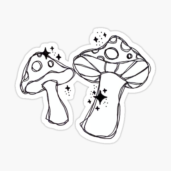 "Magic Mushrooms Drawing | Psychedelic Shrooms" Sticker by helenastc