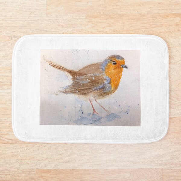 Christmas Robin in the Snow Bath Mat