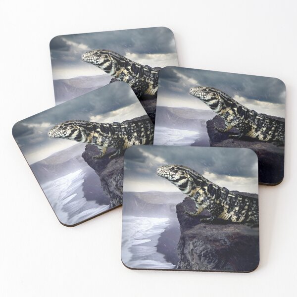 Item preview, Tegu on a cliff on a rainy and stormy evening designed and sold by Spikesandscales.