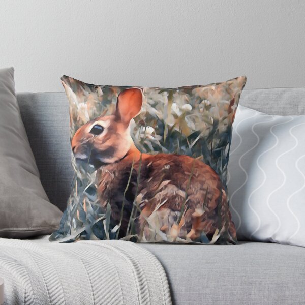 Woodland bunny rabbit Throw Pillow