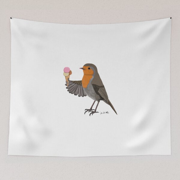 Item preview, Robin with Icecream bird drawing gift women girls men birdwatcher biologist designed and sold by jz-birds.