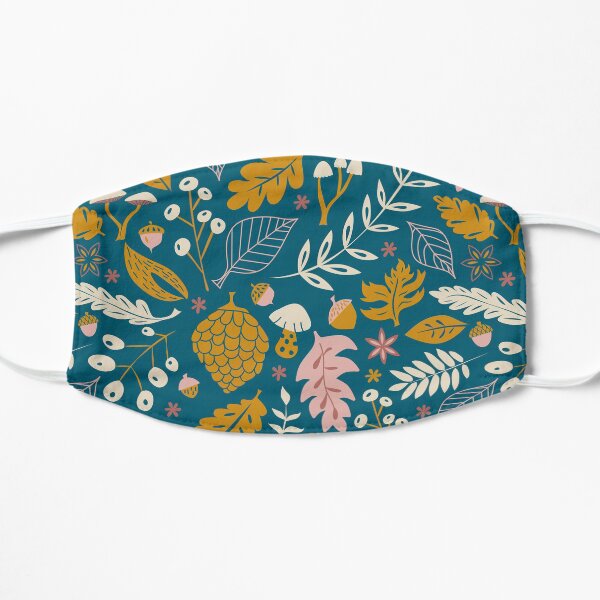 Fall Foliage in Gold + Blue Flat Mask