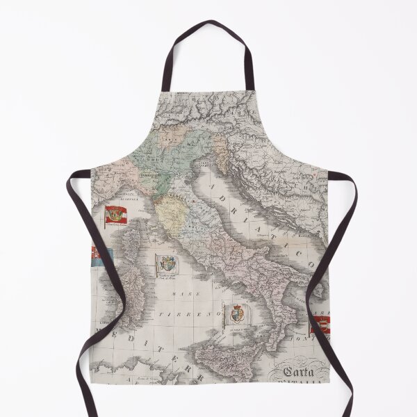 Item preview, Vintage Italy Map with Flags (1842) designed and sold by BravuraMedia.