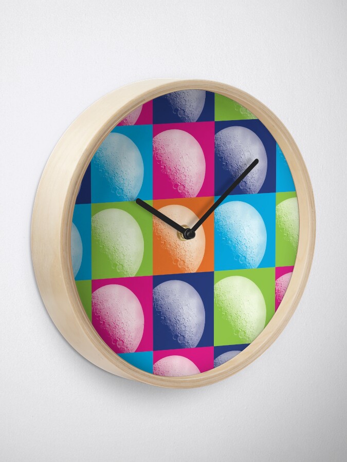 Alternate view of Colorful Pop Art Moon Pattern Clock