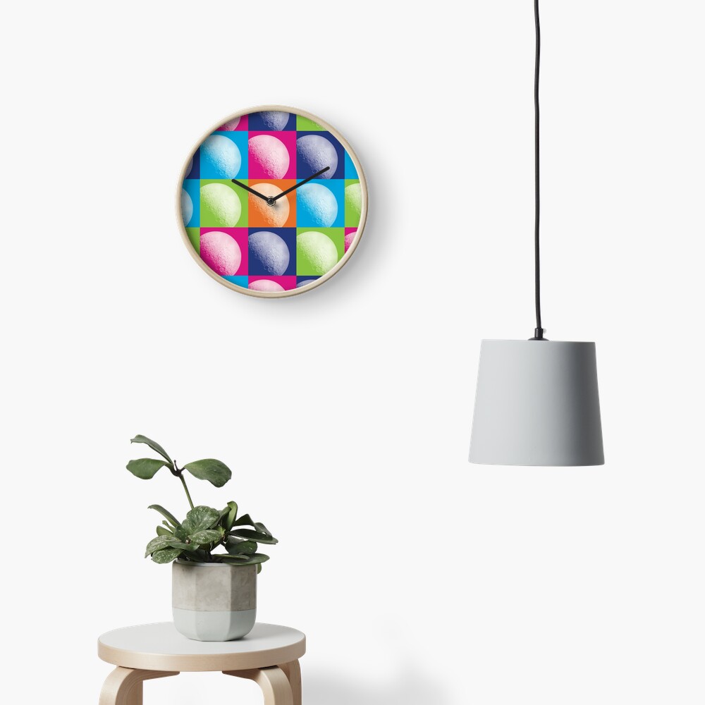 Colorful Pop Art Moon Pattern Clock