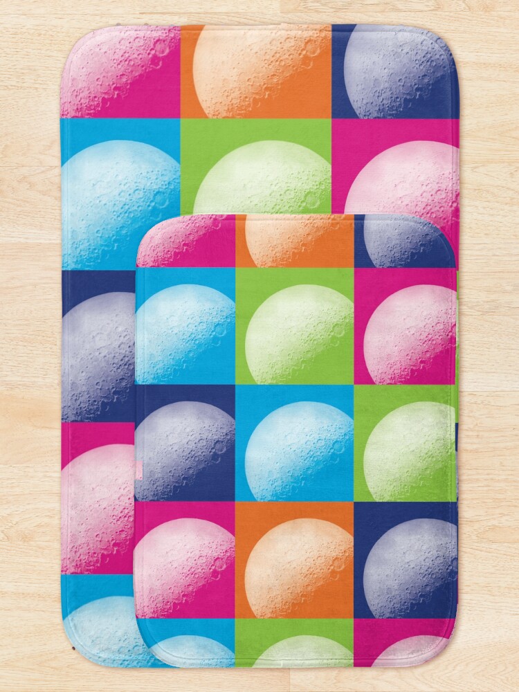 Alternate view of Colorful Pop Art Moon Pattern Bath Mat