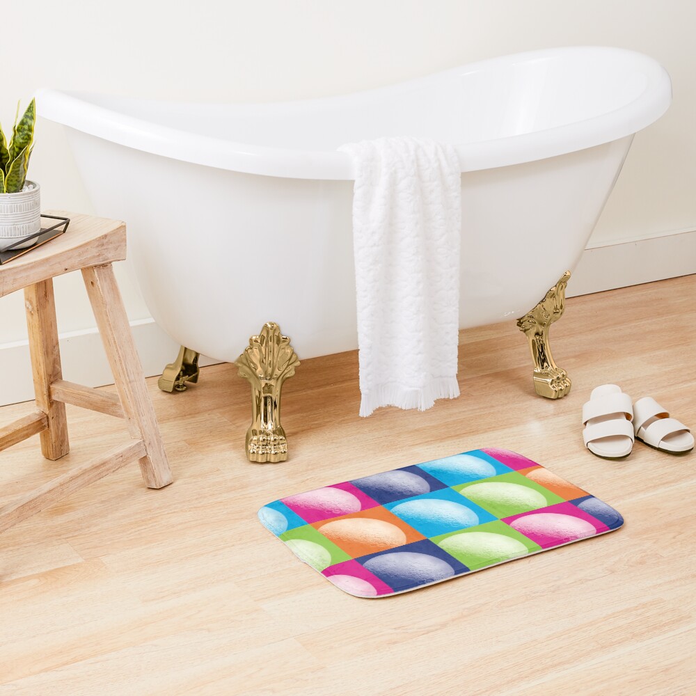 Colorful Pop Art Moon Pattern Bath Mat