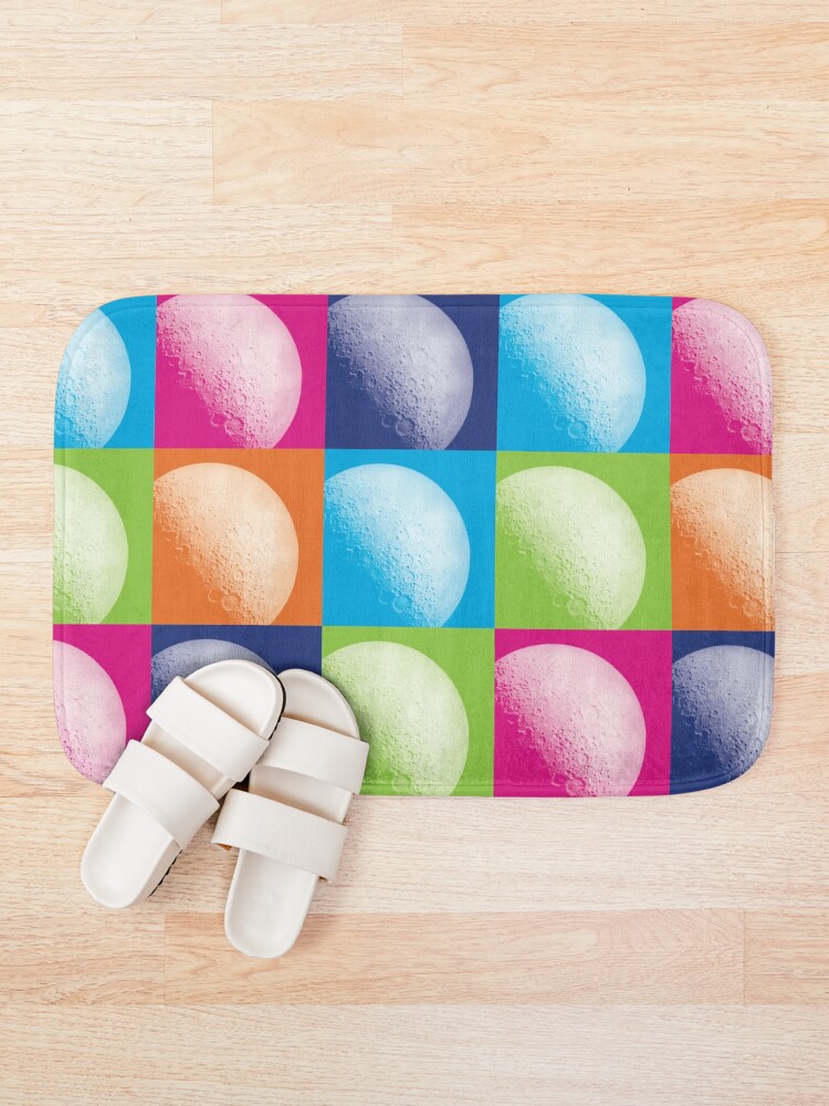 Alternate view of Colorful Pop Art Moon Pattern Bath Mat