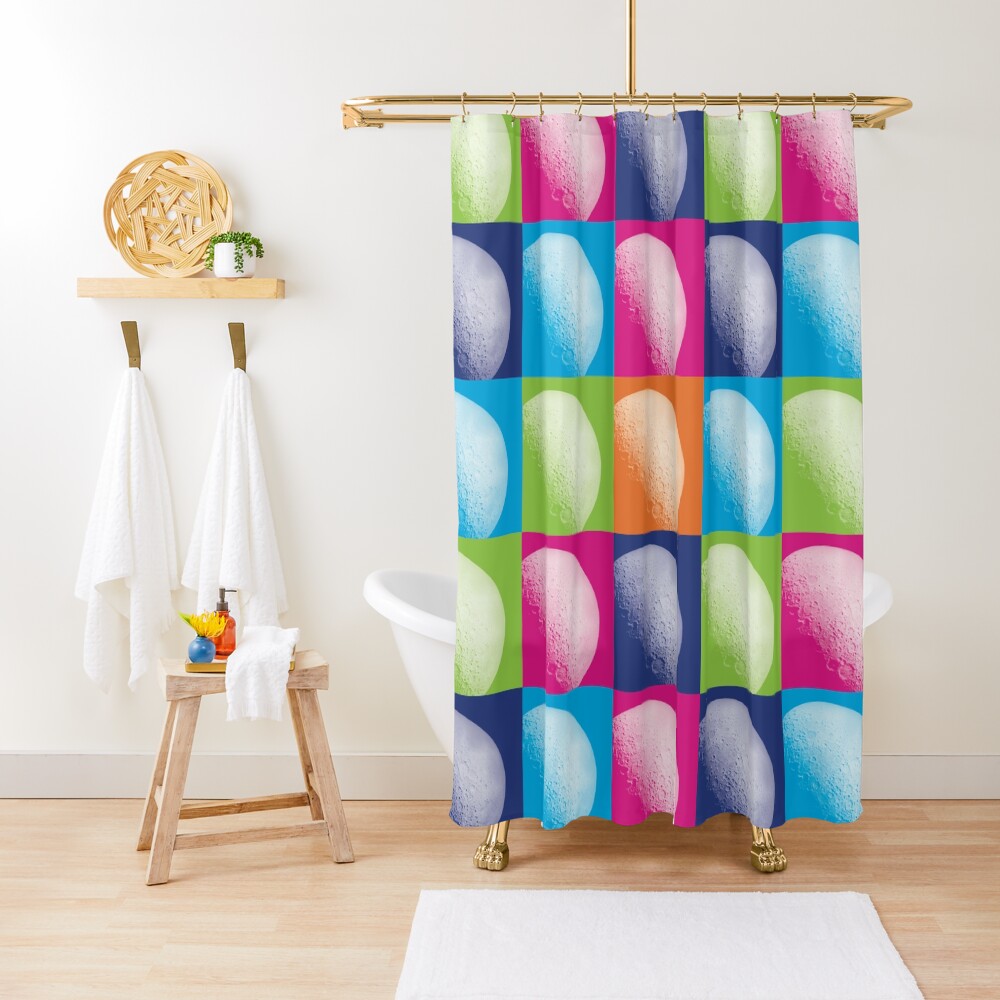 Colorful Pop Art Moon Pattern Shower Curtain