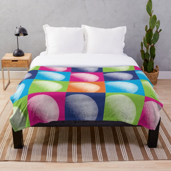 Colorful Pop Art Moon Pattern Throw Blanket