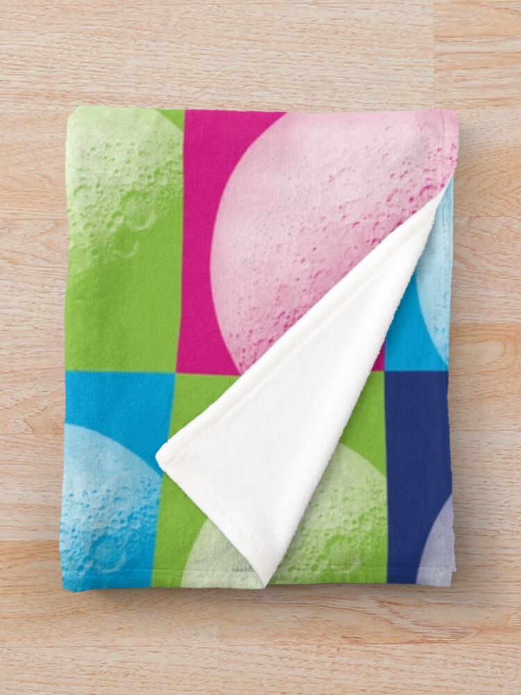Alternate view of Colorful Pop Art Moon Pattern Throw Blanket