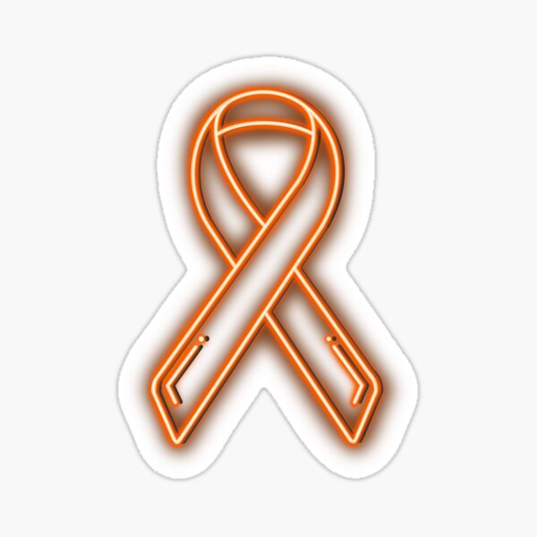 Orange Neon Awareness Ribbon Sticker for Sale by Elle Hazlett