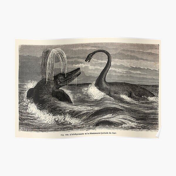 Louis Figuier - Ichthyosaur and Plesiosaur Poster