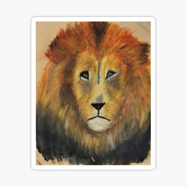 Regal Lion Oil Pastel Portrait Sticker