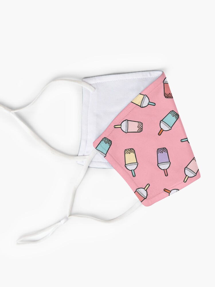 Alternate view of Bubble Tea Pattern in Pink Mask
