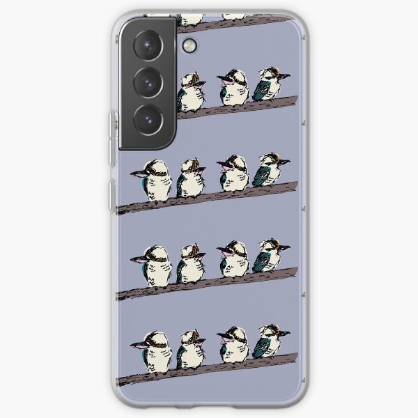 Group of 4 kookaburras on a branch - blue Samsung Galaxy Soft Case