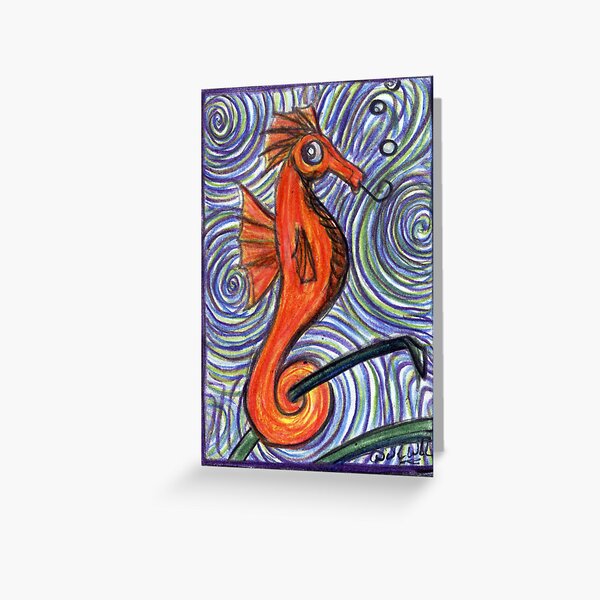 Seahorse and Swirls Greeting Card