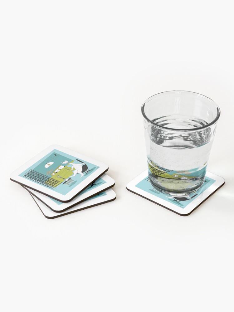 Alternate view of Mid Century Modern Atomic Cats In Oklahoma Countryside Interior Coasters (Set of 4)