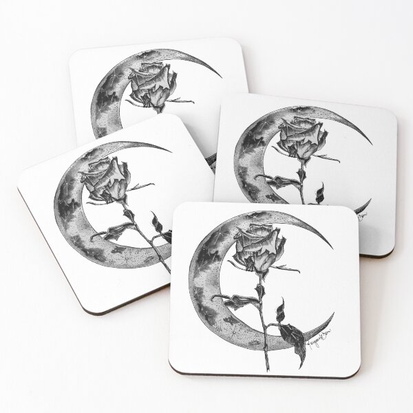 Item preview, Moon and flower in nanquim / india ink and watercolor designed and sold by Margarete Bom.