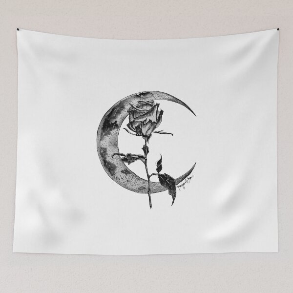 Item preview, Moon and flower in nanquim / india ink and watercolor designed and sold by Margarete Bom.