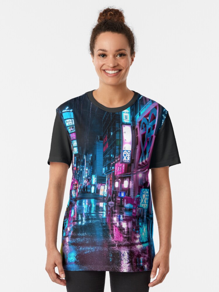Alternate view of Tokyo at Night - Shimbashi Graphic T-Shirt