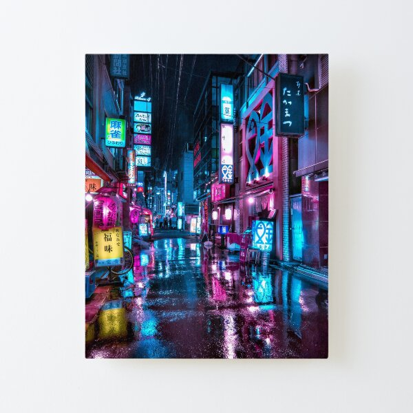 Tokyo at Night - Shimbashi Canvas Mounted Print