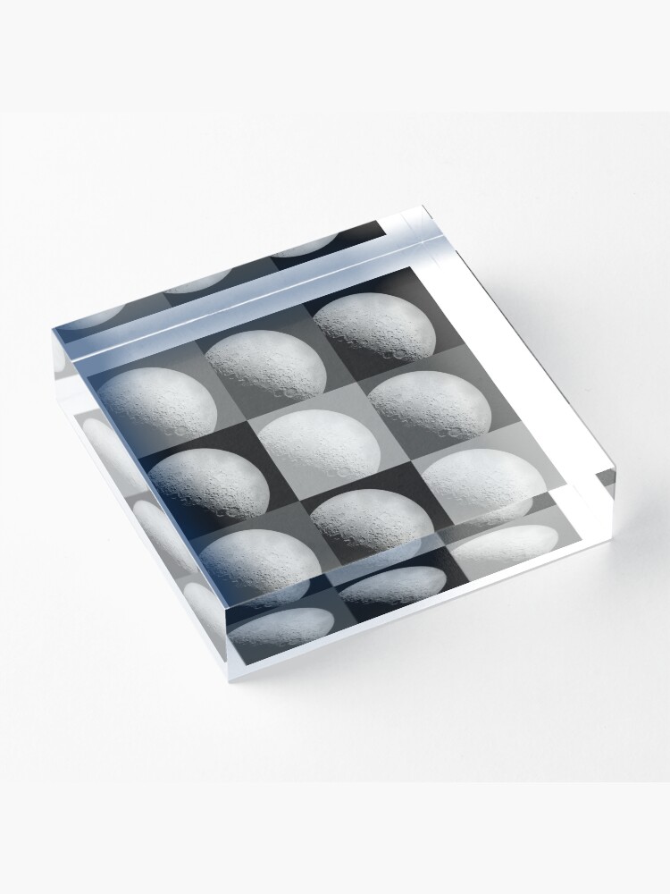 Alternate view of Black and White Moon Pattern Grid Acrylic Block
