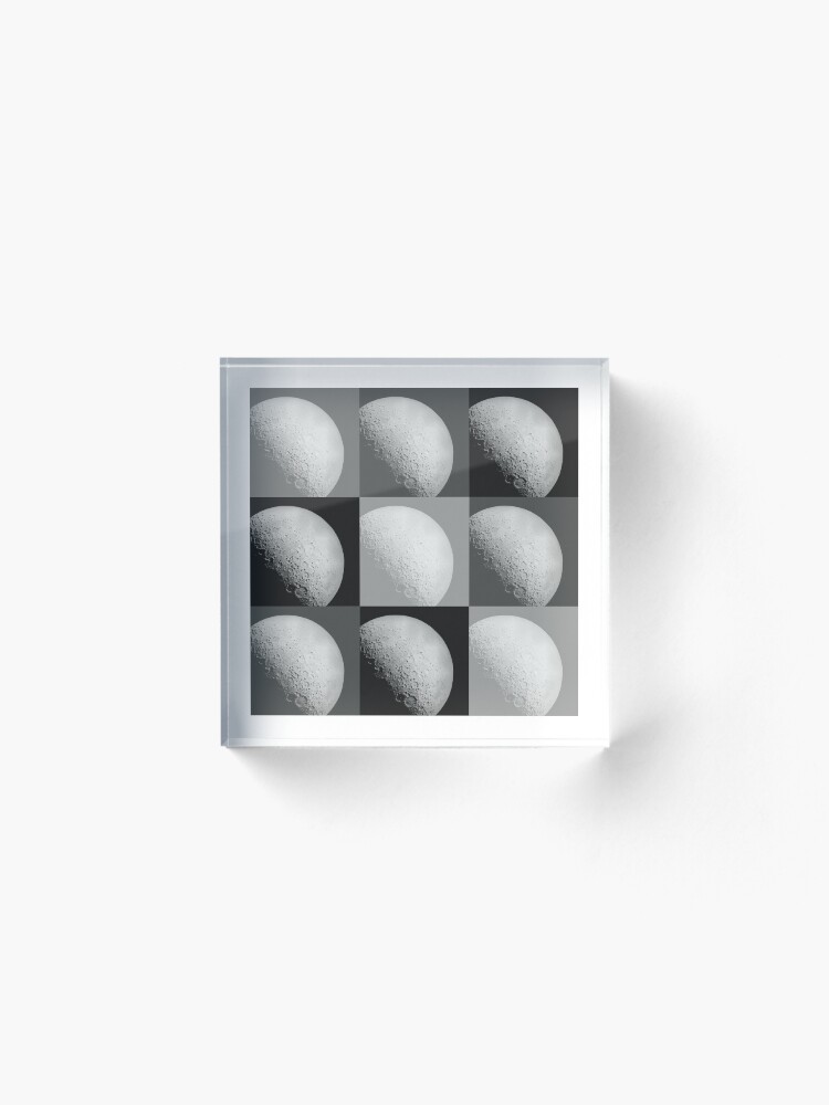 Alternate view of Black and White Moon Pattern Grid Acrylic Block