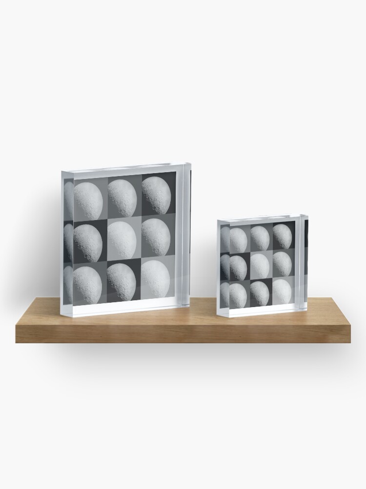 Alternate view of Black and White Moon Pattern Grid Acrylic Block