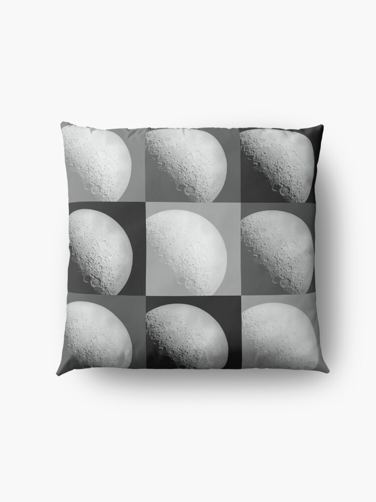 Alternate view of Black and White Moon Pattern Grid Floor Pillow