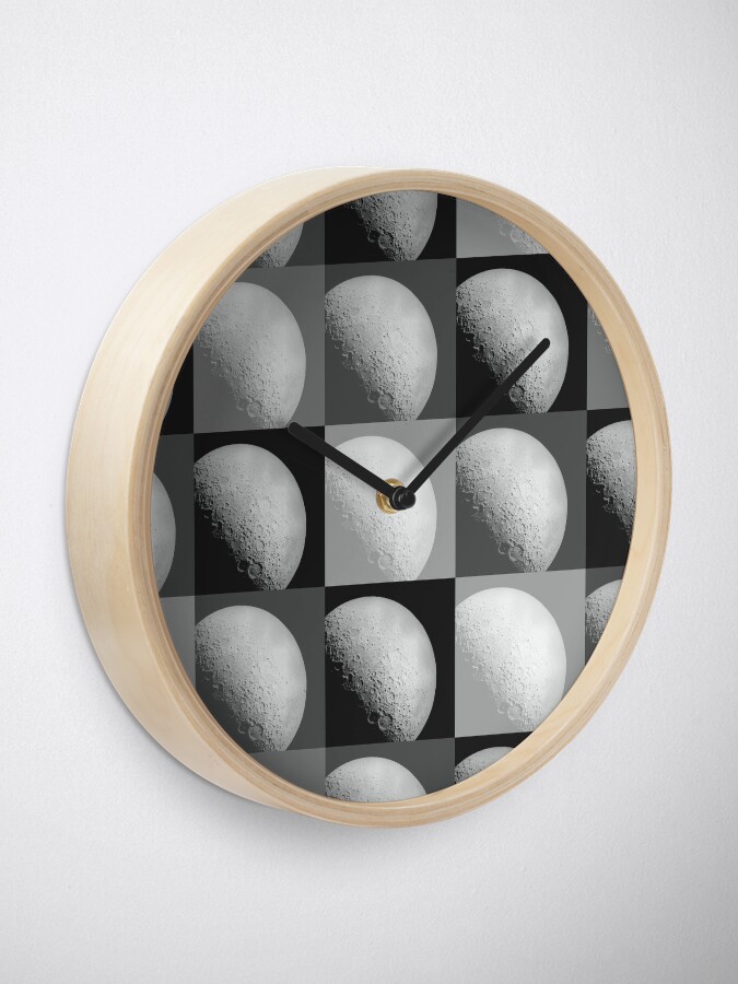 Alternate view of Black and White Moon Pattern Grid Clock