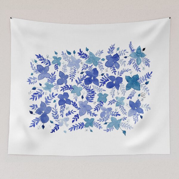 Item preview, Blue Flowers and Ferns designed and sold by María Casas Watercolour Designs.