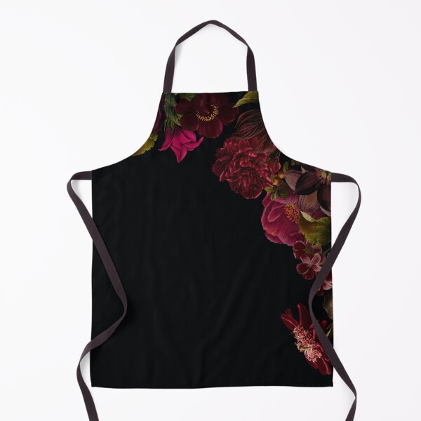 Item preview, Antique dark red roses and other flowers on black Nightgarden designed and sold by UtArt.