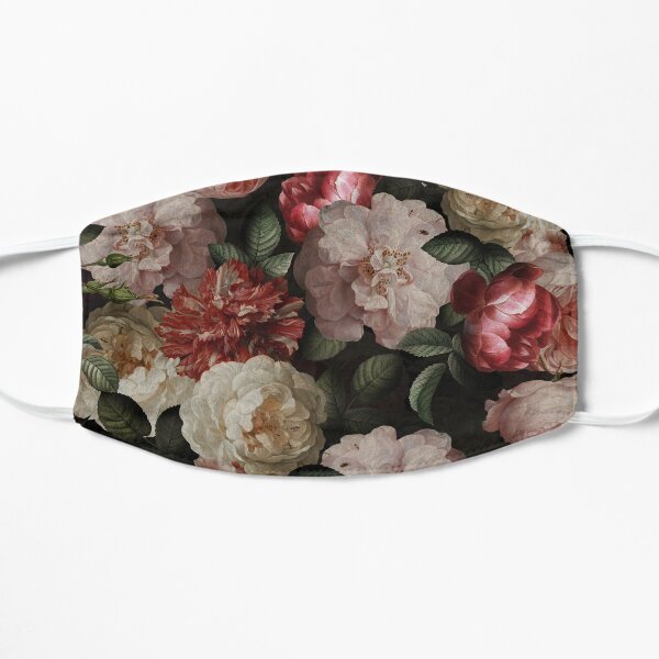 Antique Jan Davidsz. de Heem Lush Roses Flowers On Black Pattern Flat Mask