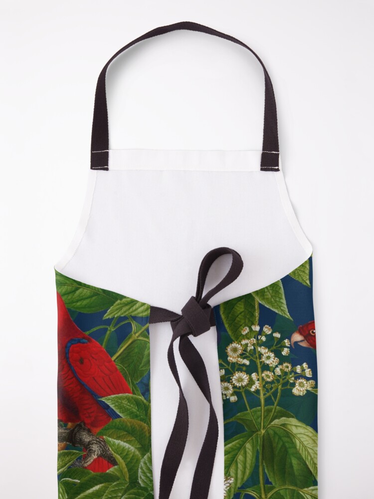 Alternate view of Vintage Red Parrot in Green Jungle Pattern Apron
