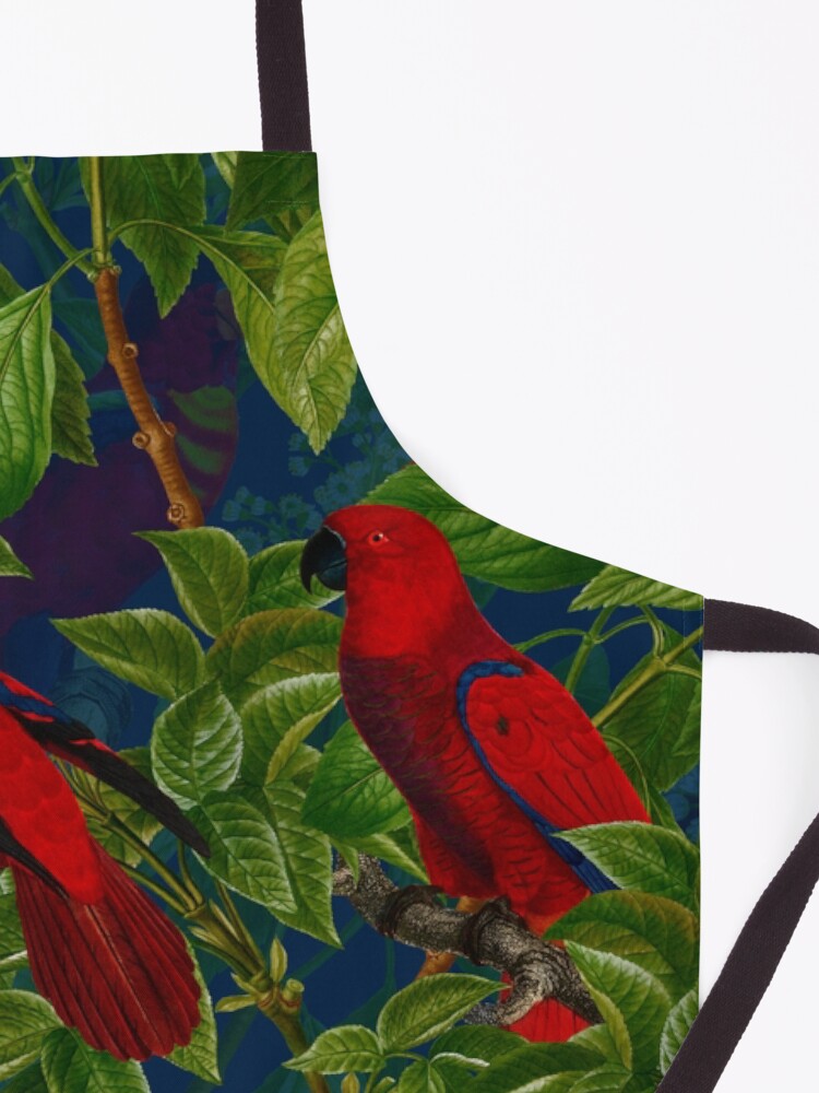 Alternate view of Vintage Red Parrot in Green Jungle Pattern Apron