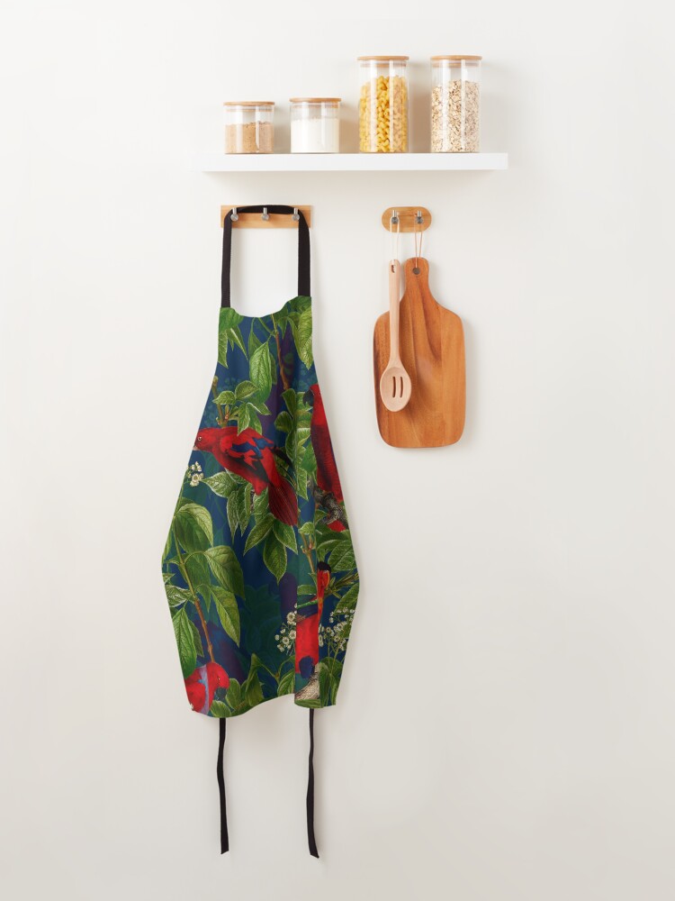 Alternate view of Vintage Red Parrot in Green Jungle Pattern Apron