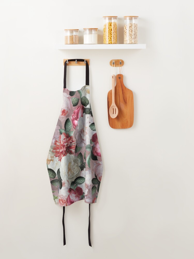 Alternate view of Antique Jan Davidsz. de Heem Lush Roses Flowers On Mauve Pattern Apron