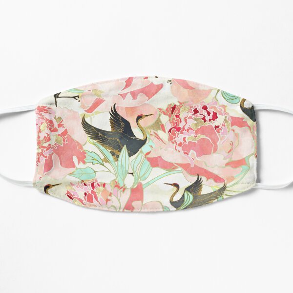 Floral Cranes Flat Mask