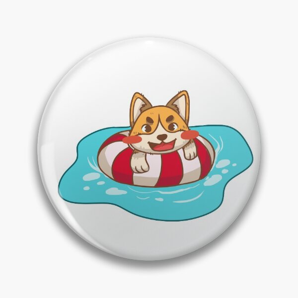 Item preview,  corgis encanta nadar! ¡Coral the Corgi está disfrutando de las vacaciones de verano en la piscina! designed and sold by FuzzyCastle.