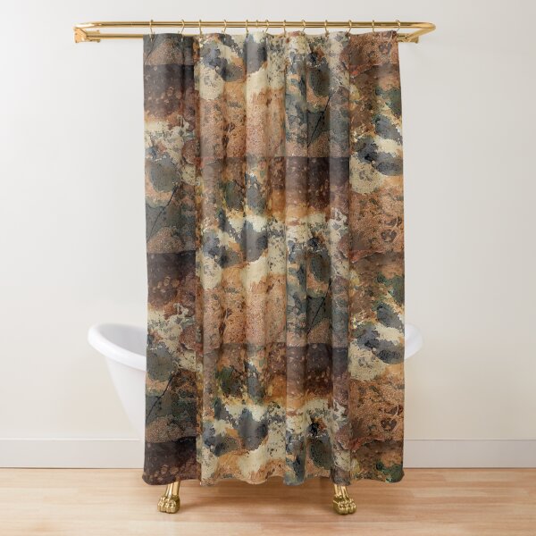 Paw Prints Brown Cracked Shower Curtain
