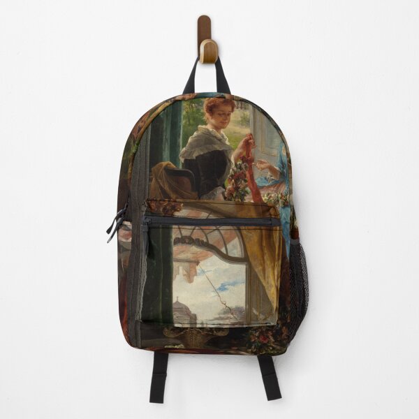 Item preview, When Braiding Garlands by Carl Herpfer Classical Fine Art Old Masters Reproduction designed and sold by Xzendor7 Digital Art Creations.