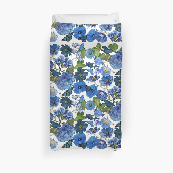 Indigo Blue Floral Allover Duvet Cover