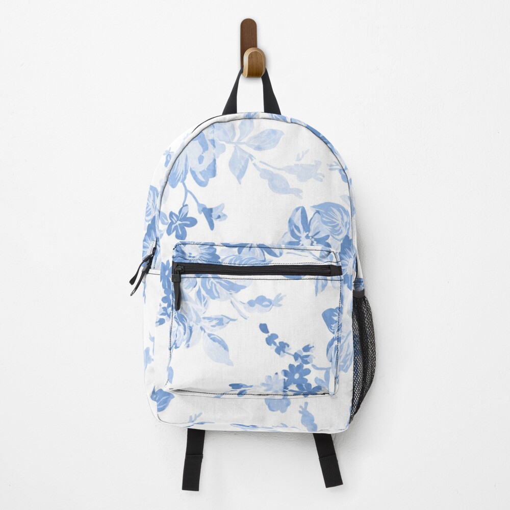 Modern navy blue white watercolor elegant floral Backpack