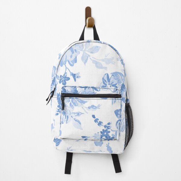 Modern navy blue white watercolor elegant floral Backpack