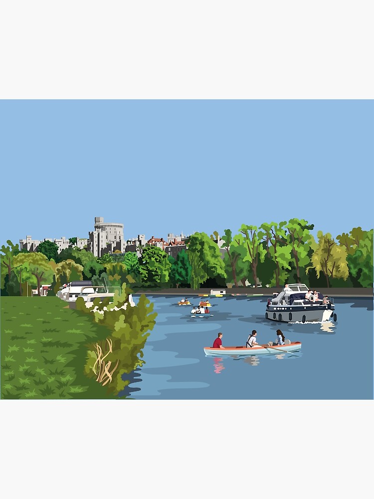 "Boating On The River Thames In Front of Windsor Castle" Poster for