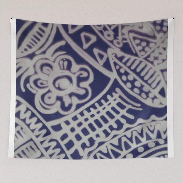 Item preview, African Discharge Geometric in Navy and Cream designed and sold by Leslie Rogers Todder.